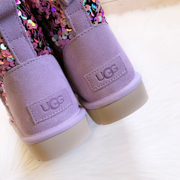 UGG Classic Mini Stellar Sequin Lilac Frost Boots - Picture 7 of 9